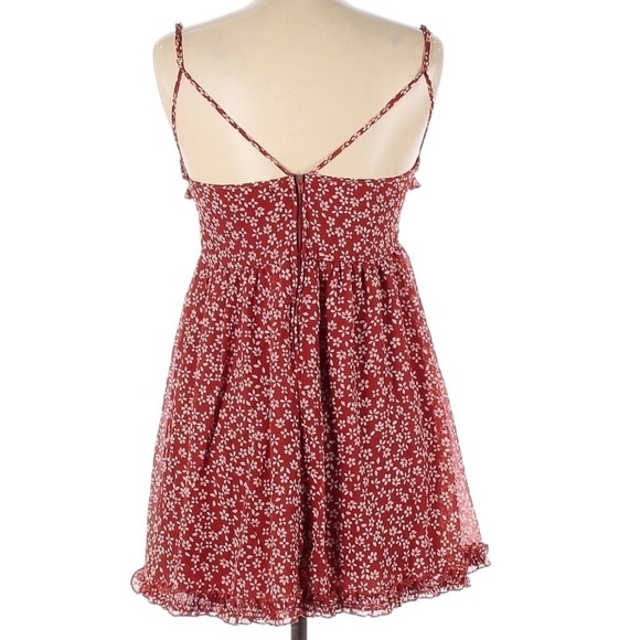 TRIXXI Red Floral Ruffle Hem Babydoll Mini Dress - Picture 2 of 8